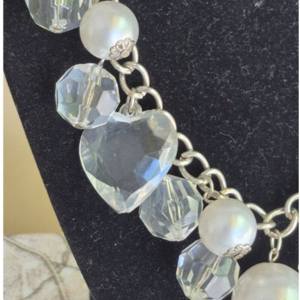 Vintage Necklace Faux Pearls & Clear Acrylic Beads Statement Hollywood Glam - Picture 3 of 3